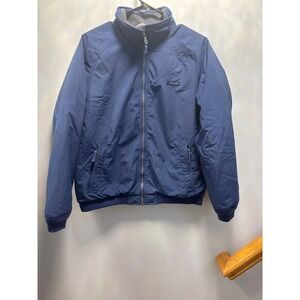 Lands' End Squall Jacket Kids Small 6-8 Navy Blue Good Fleece Lined Bomber Zip